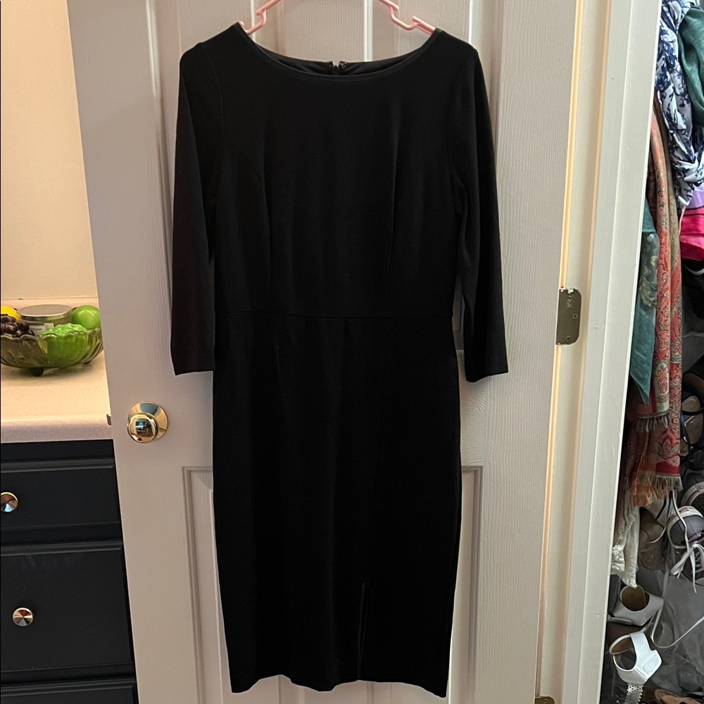 Talbots Faux Leather-Piped Sheath Dress